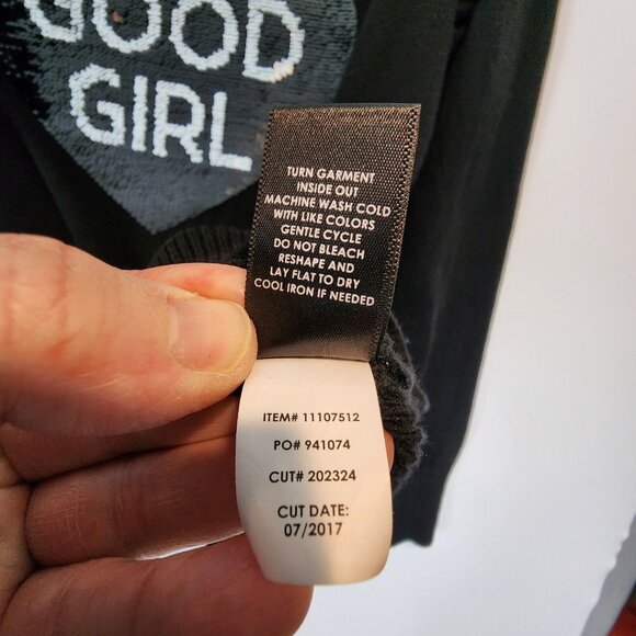 Torrid Women's Sequin Heart "Good Girl Bad Girl" Black Cotton Sweater 0X Lg | 12 - Picture 9 of 11
